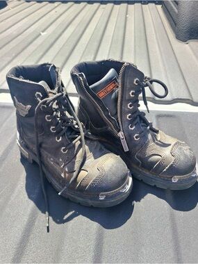 Harley-Davidson Black Women’s Lace-Up Zip Motorcycle Boots